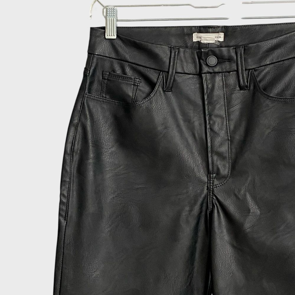 Good American Good Boy Faux Leather Pants Women's Size 6 Black Straight Leg - Picture 6 of 16